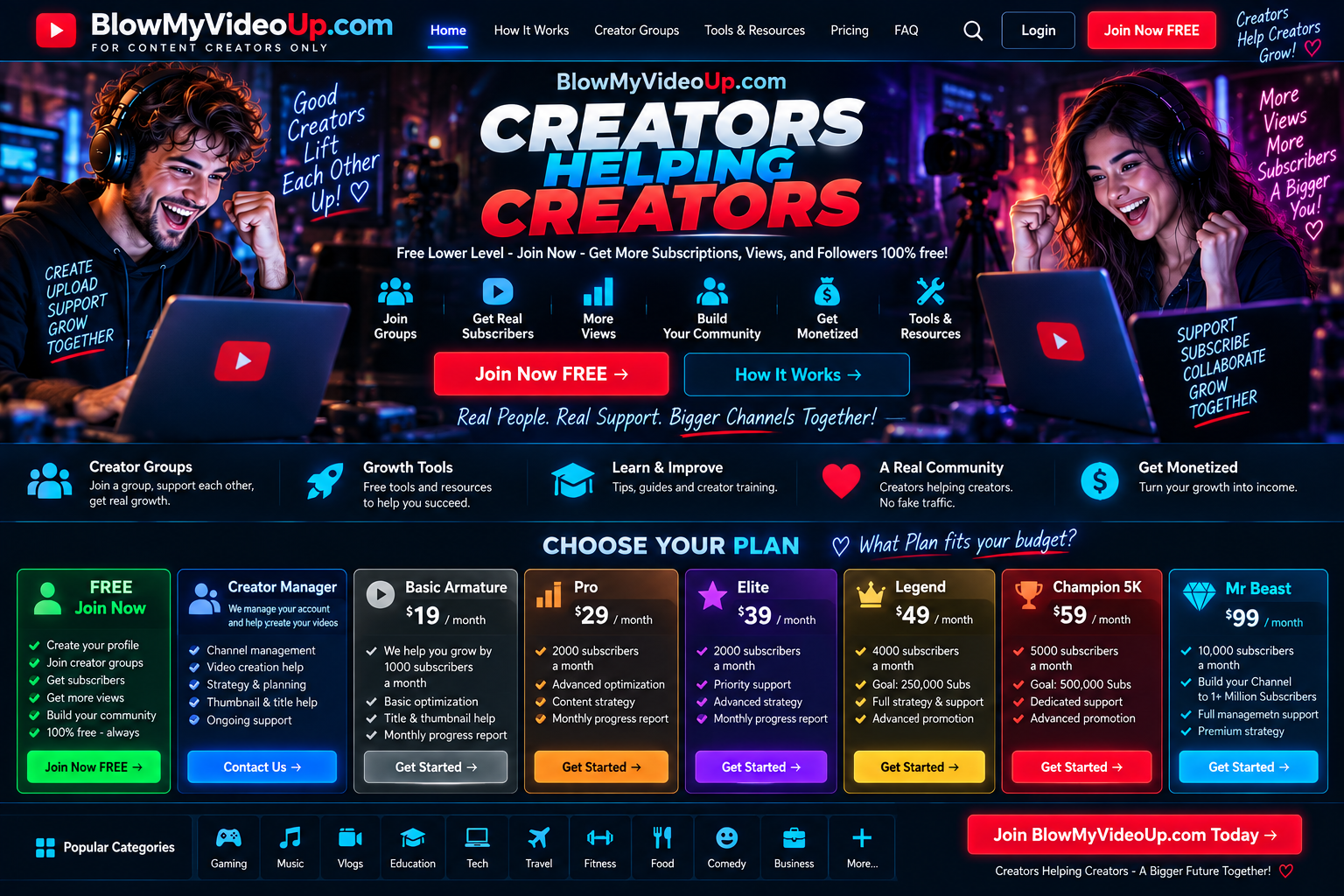 BlowMyVideoUp.com homepage